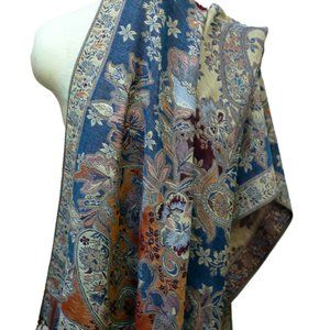 Ethnic Floral Pashmina Scarves Jacquard Wrap Festival Shawls | Wedding Pashmina